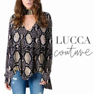 Lucca Couture 70s snake skin print choker top